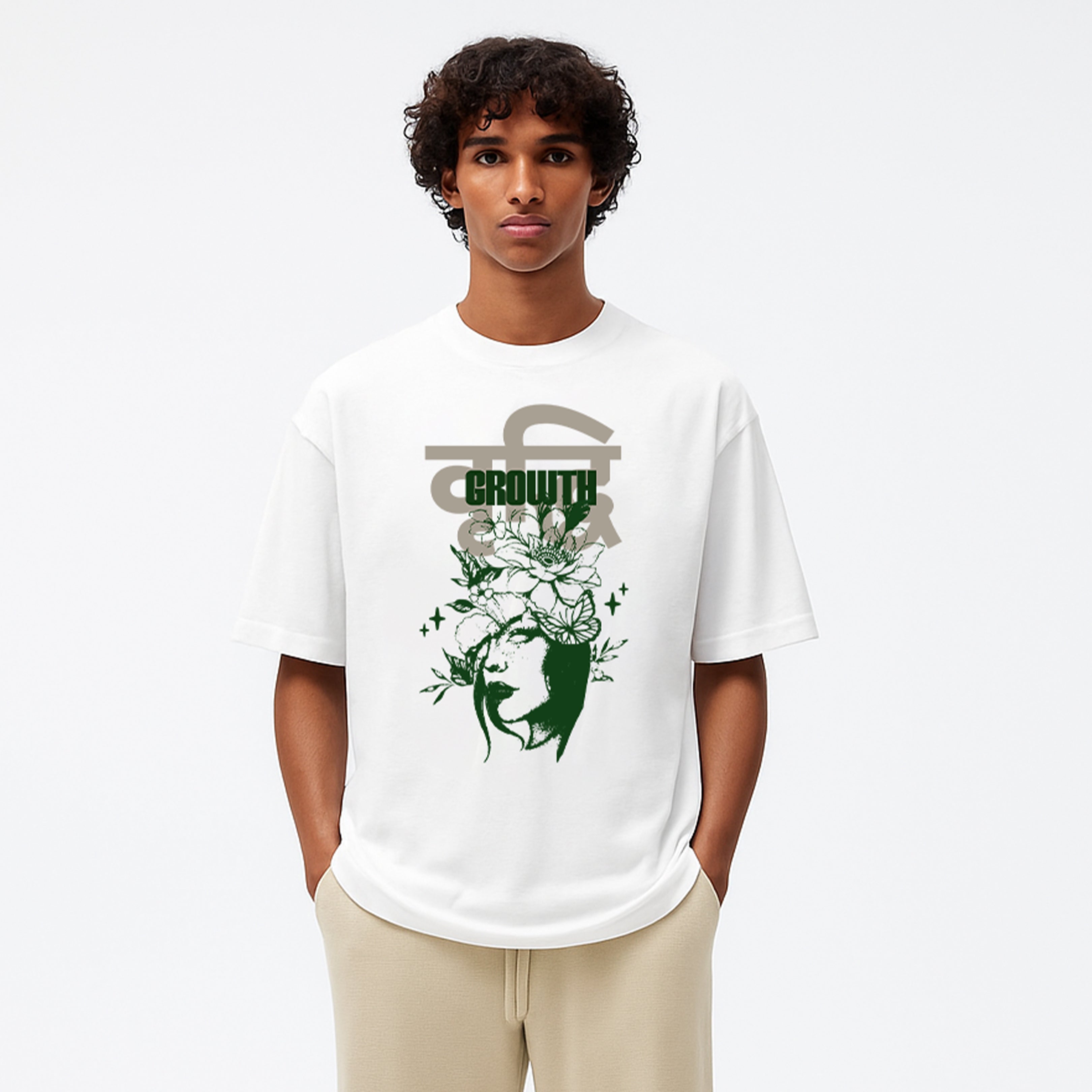 Vruddhi (Growth) - Women's White Oversized T-shirt
