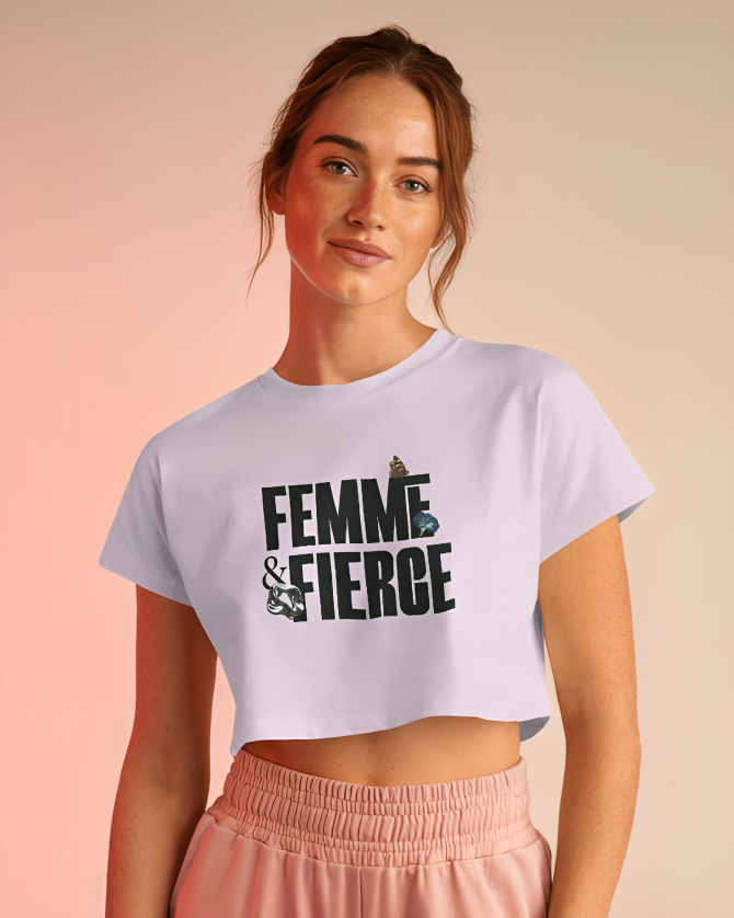 Femme & Fierce - Women Crop Top - Light Baby Pink