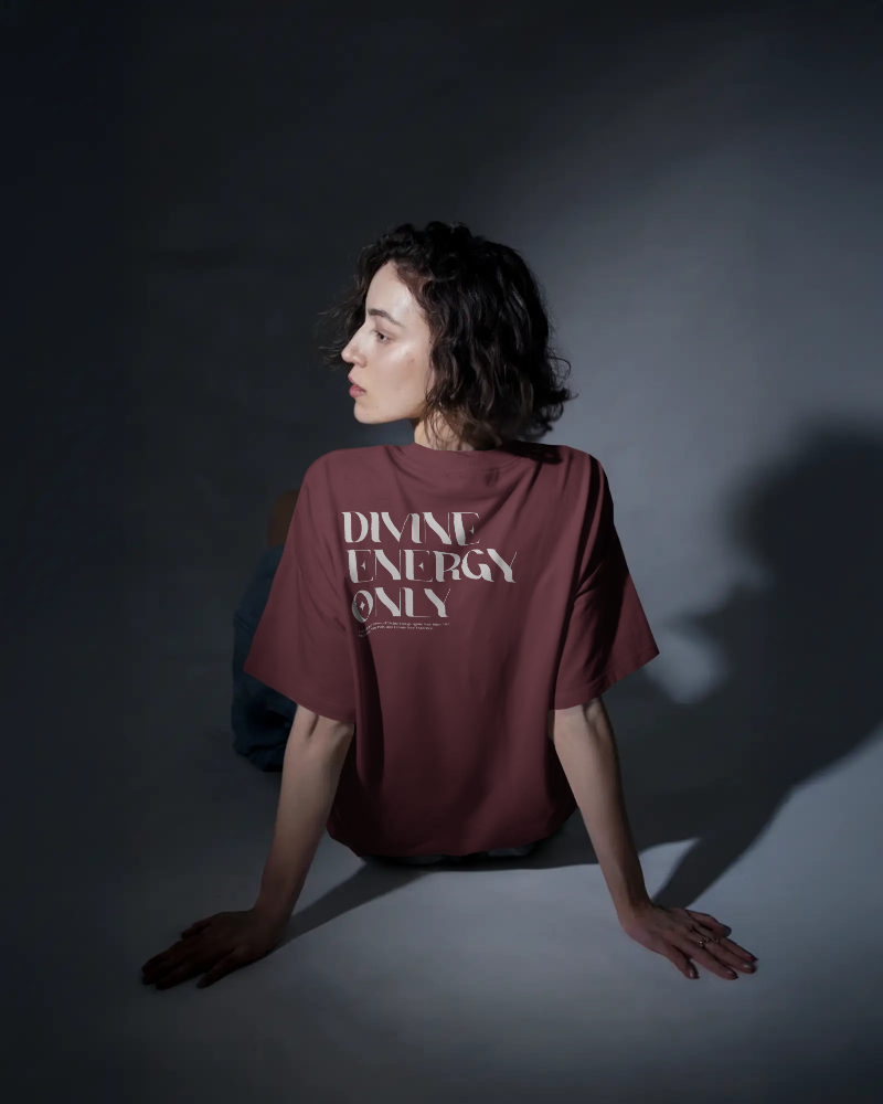 Divine Energy - Oversized Maroon T-shirt Dark Edition | Unisex