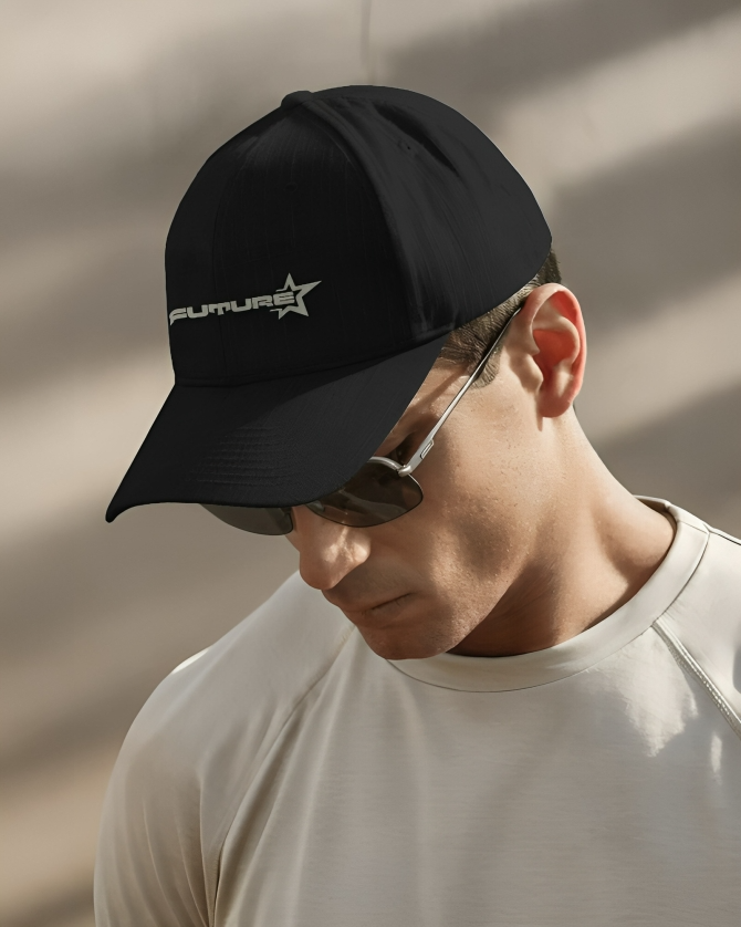 Future Star Embroidery Text - Black Baseball Cap
