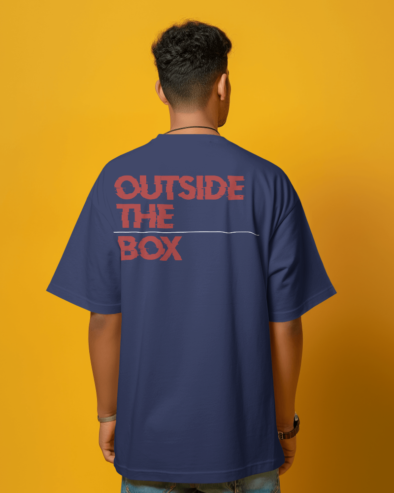 Think Outside The Box - Oversized Navy Blue T-shirt | Unisex