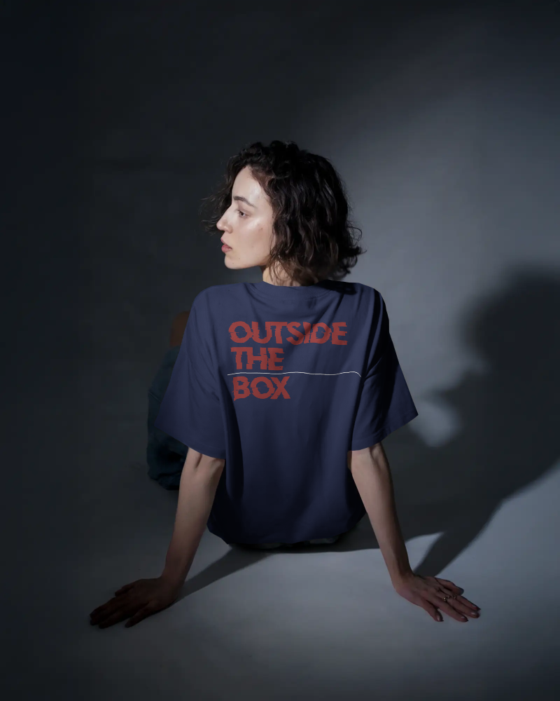 Think Outside The Box - Oversized Navy Blue T-shirt | Unisex