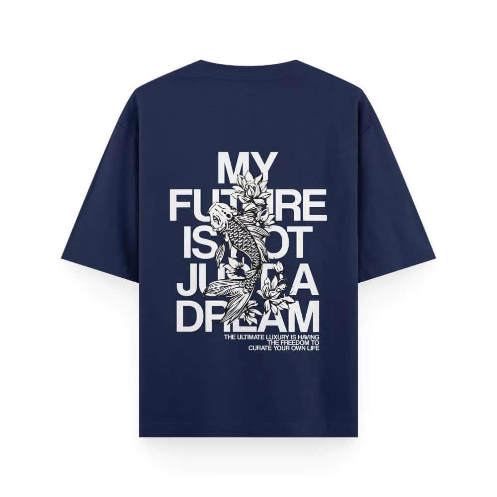 Buy UNISEX Oversized Navy Blue Back Print T-shirt