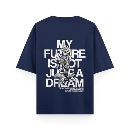 Buy UNISEX Oversized Navy Blue Back Print T-shirt