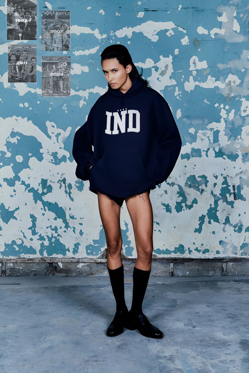 INDIA CHAMPIONS EMBROIDERY OVERSIZE HOODIE - NAVY BLUE - alternate view