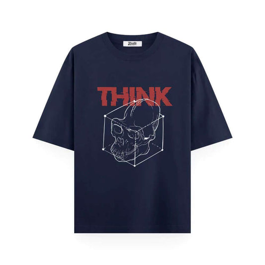   Think Outside The Box - Oversized Navy Blue T-shirt | Unisex