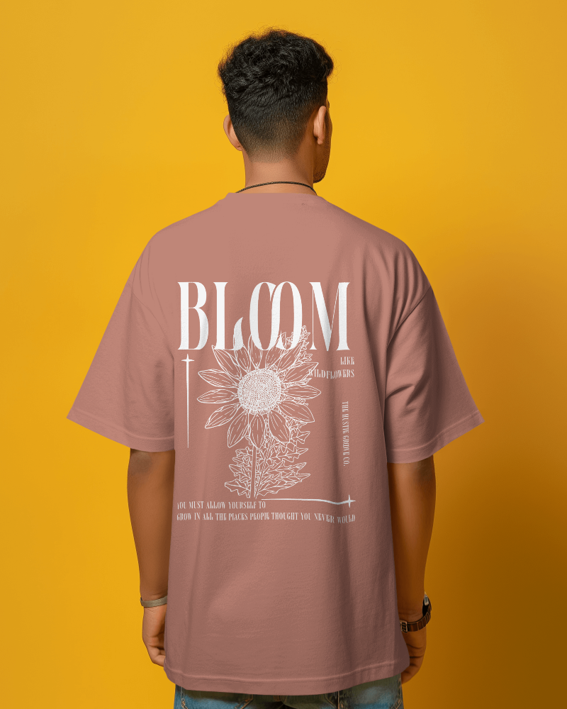 Bloom - Oversized Coral Back Print T-shirt | Unisex