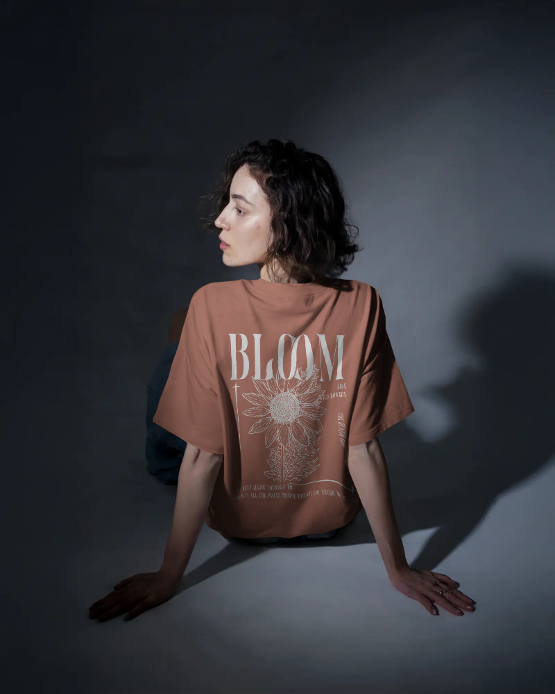 Bloom - Oversized Coral Back Print T-shirt | Unisex