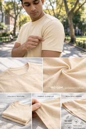 THGC Basics - Original Supima Mens Beige T-shirt