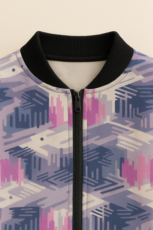 THGC Fortress Abstract Violet Skyline AOP Women’s Bomber Jacket