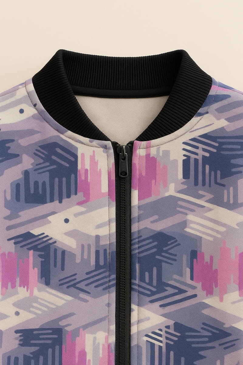 THGC Fortress Abstract Violet Skyline AOP Women’s Bomber Jacket
