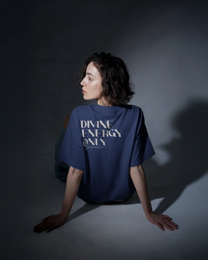 Divine Energy - Oversized Navy Blue T-shirt Dark Edition | Unisex