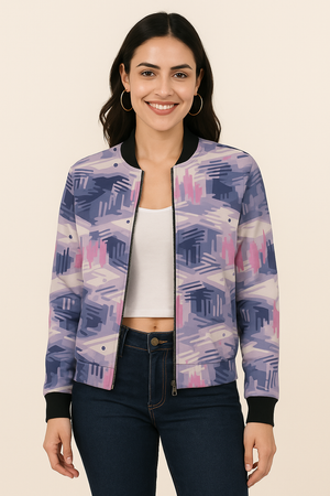 THGC Fortress Abstract Violet Skyline AOP Women’s Bomber Jacket
