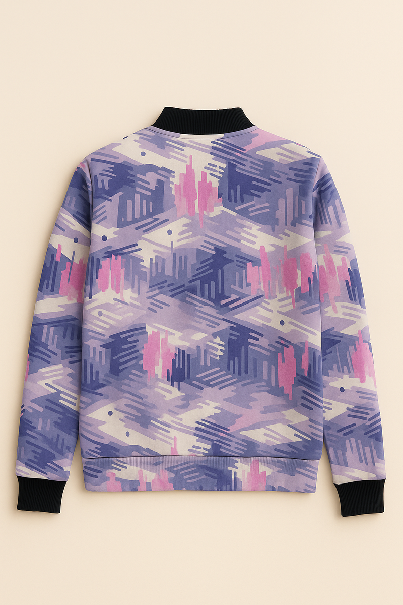 THGC Fortress Abstract Violet Skyline AOP Women’s Bomber Jacket