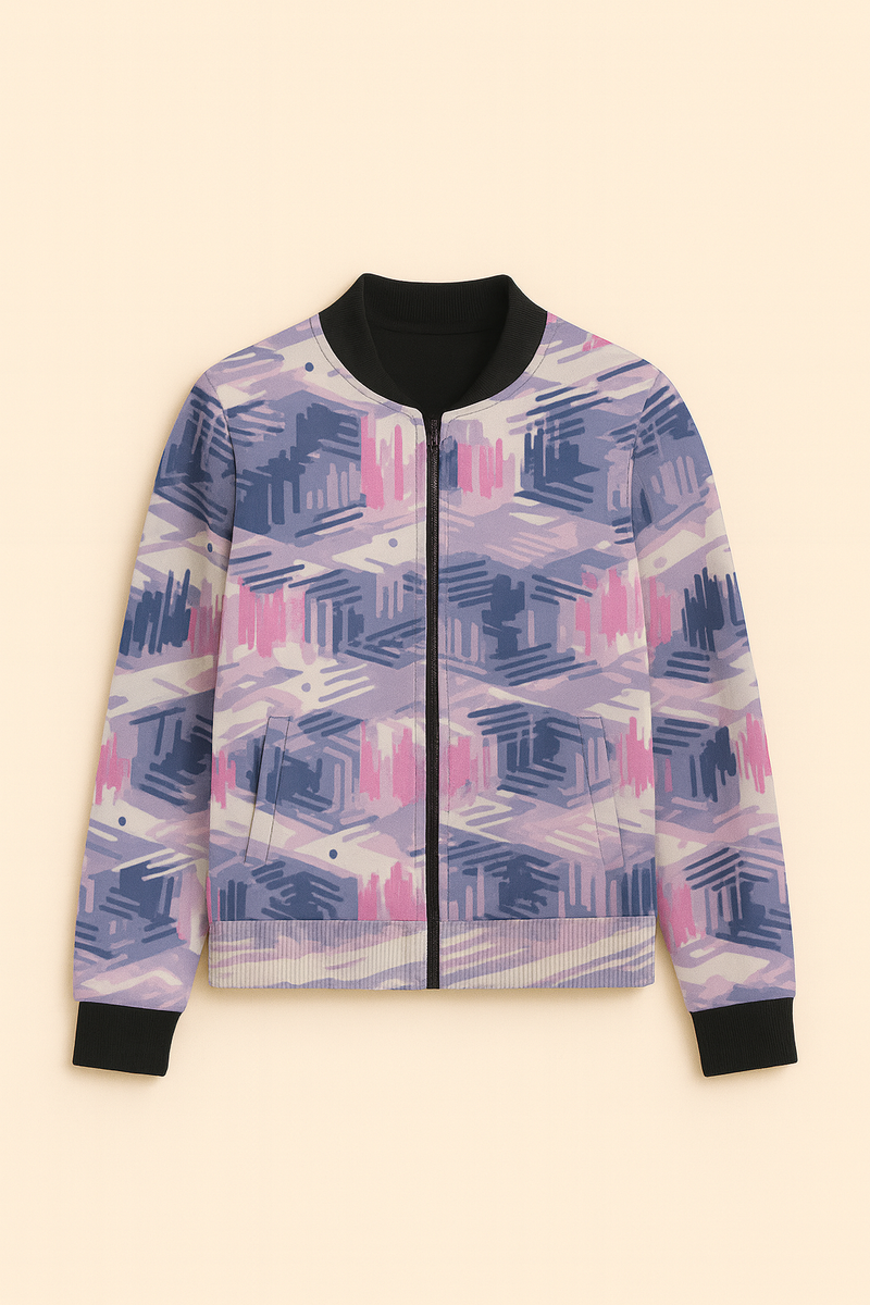 THGC Fortress Abstract Violet Skyline AOP Women’s Bomber Jacket