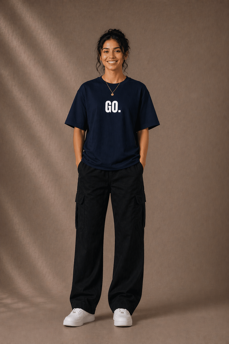 GO. Oversized Navy Blue Tshirt - alternate view