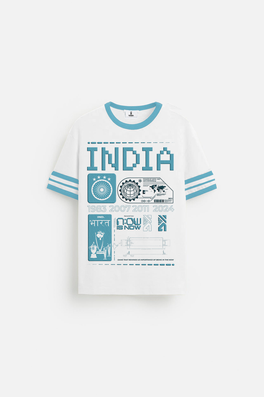   INDIA CONTRAST RIB OVERSIZED TSHIRT - WHITE