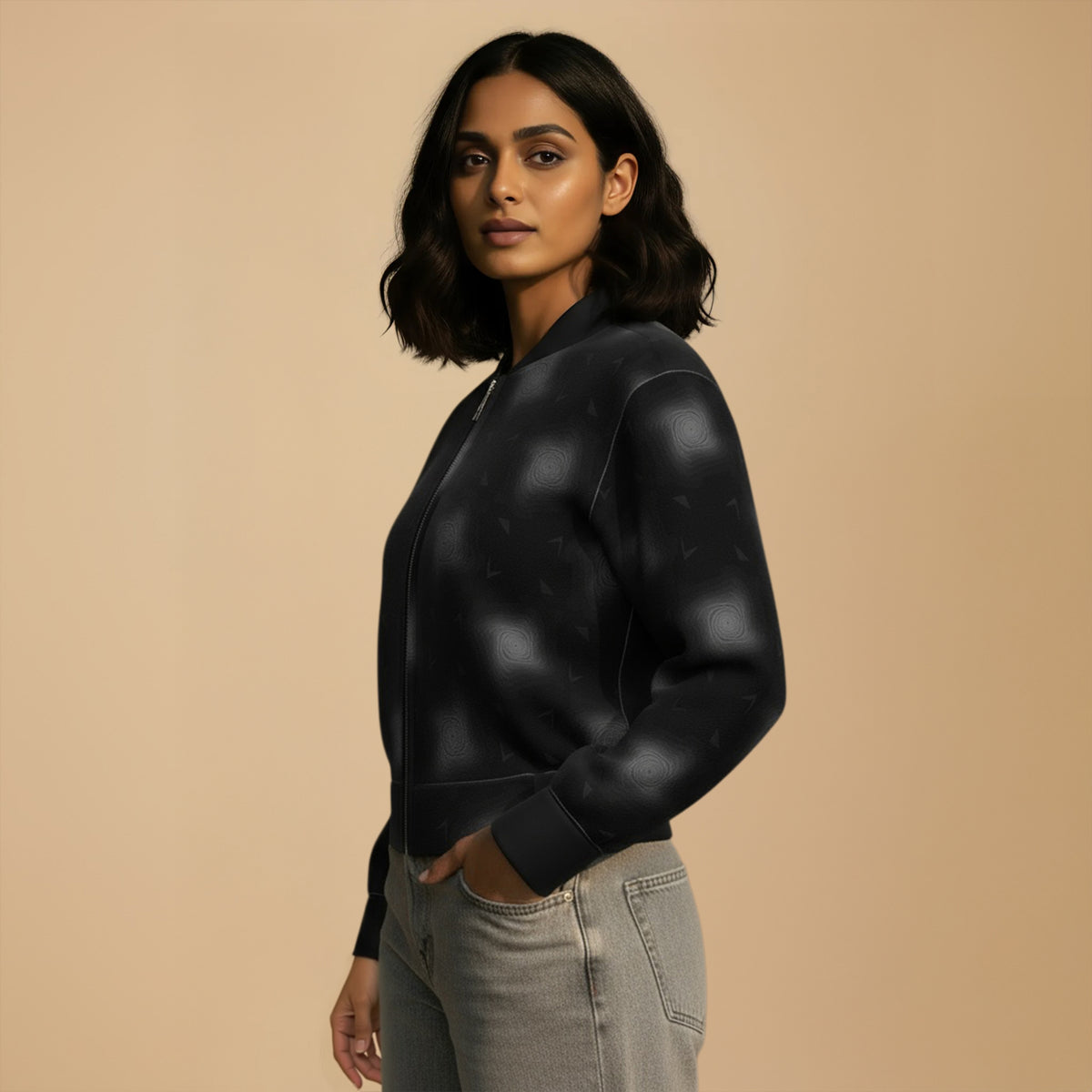 THGC Fortress – Shadow Vortex AOP Womens Bomber Jacket