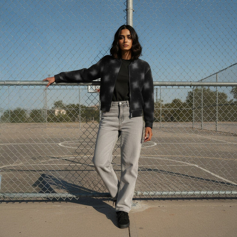 THGC Fortress – Shadow Vortex AOP Womens Bomber Jacket