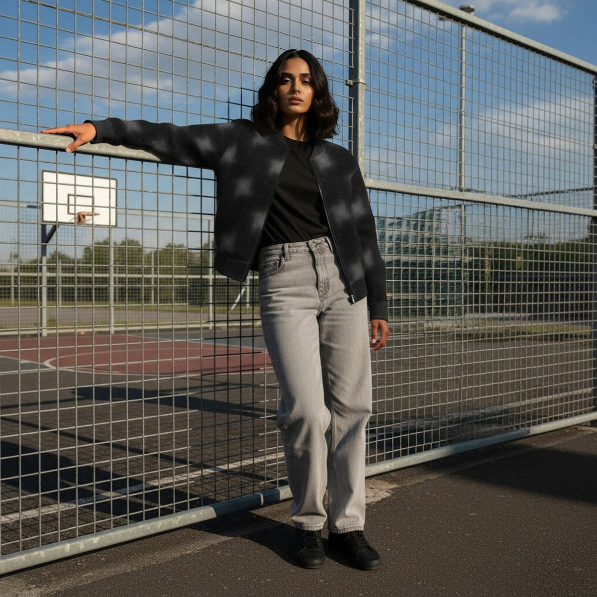 THGC Fortress – Shadow Vortex AOP Womens Bomber Jacket