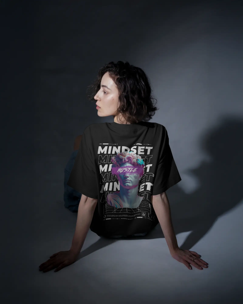 Hustle Mindset - Oversized Black T-shirt | Unisex
