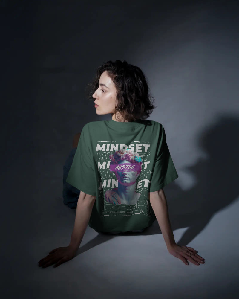 Hustle Mindset - Oversized Bottle Green T-shirt | Unisex