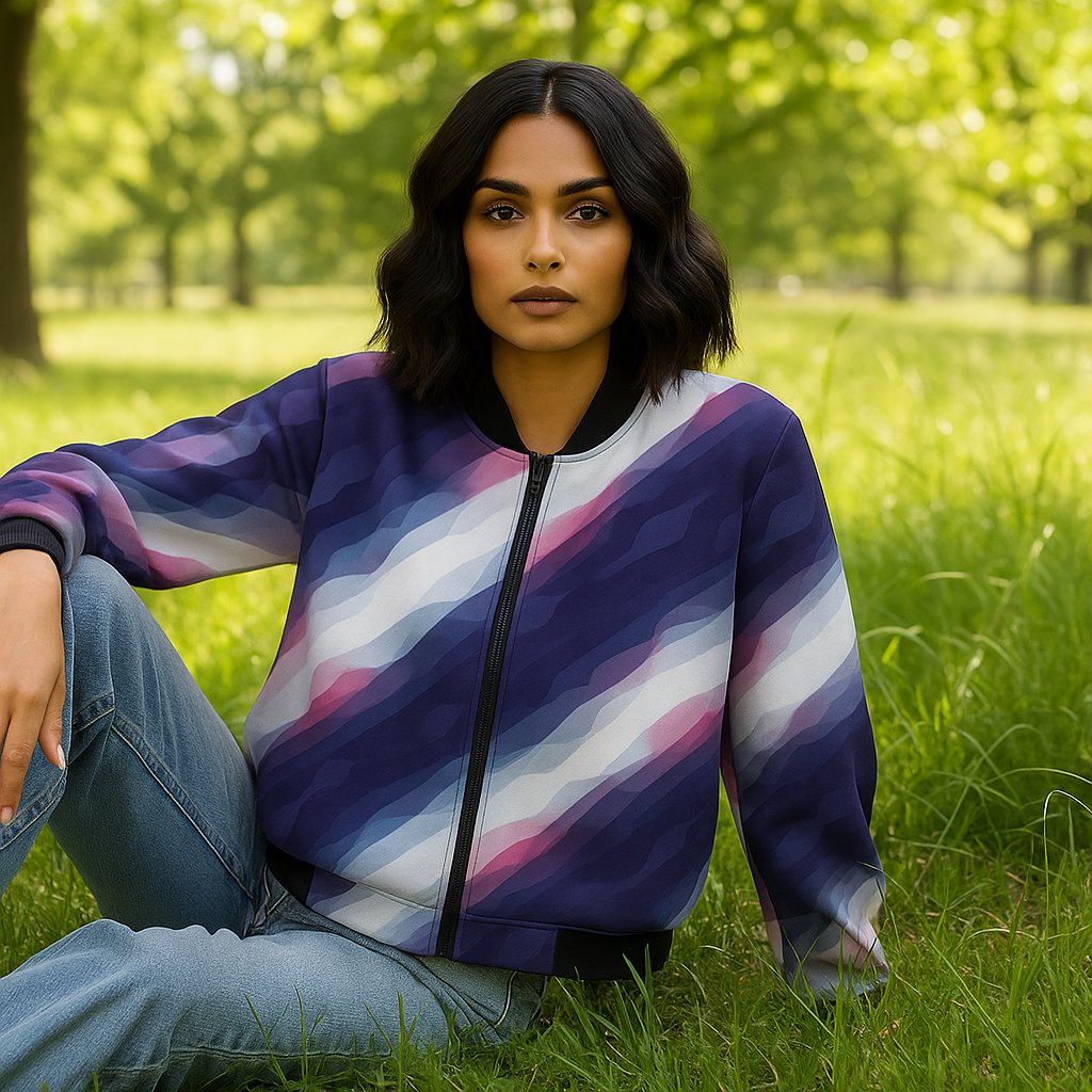 THGC Fortress Aurora Fade AOP Womens Bomber Jacket