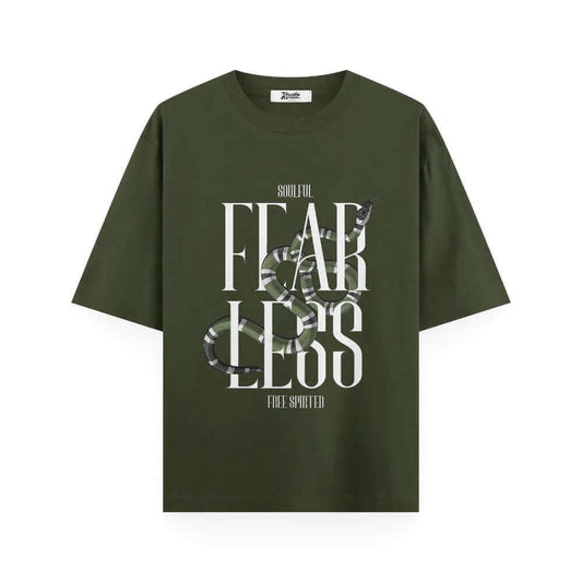   Soulful T Shirt | Fearless & Free Spirited - Unisex Oversized Olive Green T-shirt