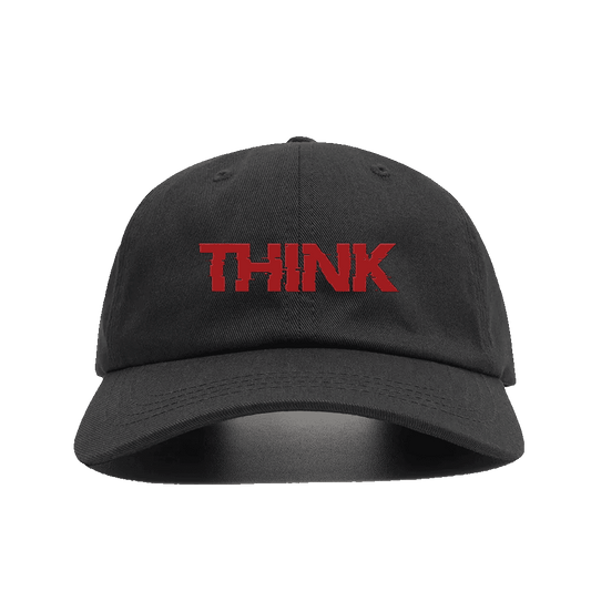   Think - Embroidery Text - Black Baseball Cap