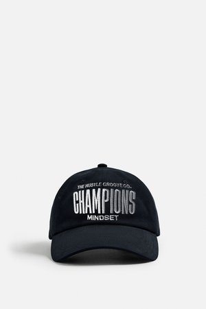 CHAMPIONS MINDSET EMBROIDERY CAP - BLACK