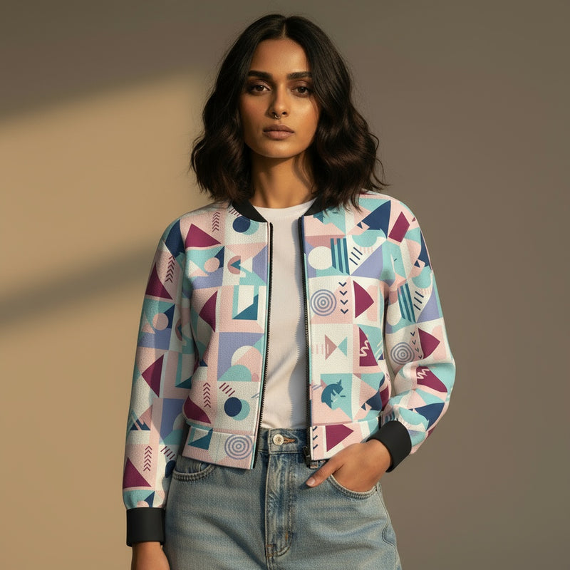 THGC Fortress – Pastel GeoMatrix AOP Bomber Jacket