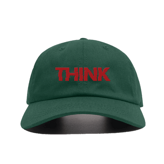  Think - Embroidery Text - Bottle Green Baseball Cap