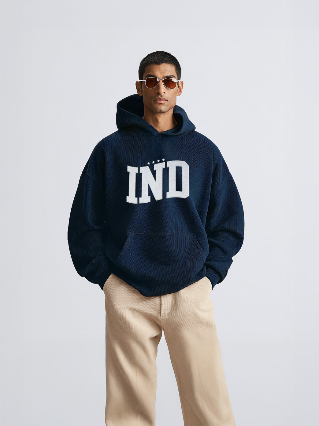 INDIA CHAMPIONS EMBROIDERY OVERSIZE HOODIE - NAVY BLUE