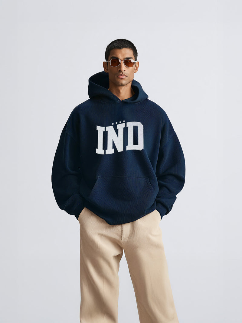 INDIA CHAMPIONS EMBROIDERY OVERSIZE HOODIE - NAVY BLUE
