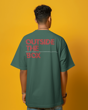 Think Outside The Box - Oversized Bottle Green T-shirt | Unisex