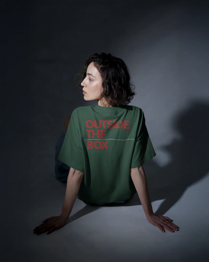 Think Outside The Box - Oversized Bottle Green T-shirt | Unisex